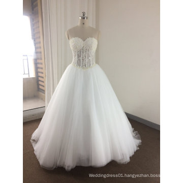 Trendy Elegant See Through Sparkling Pearls/Rhinestone Wedding Dress